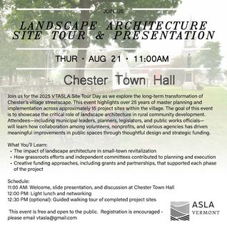 VT ASLA Presents Landscape Architecture Site Tour in Chester VT