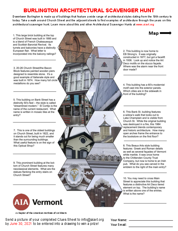 AIAVT Architectural Scavenger Hunt AIA Vermont