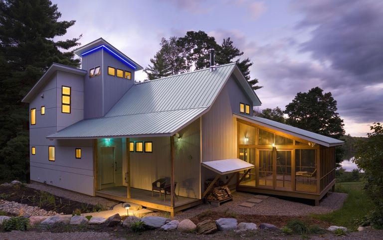 modern, articulated shed roofed building