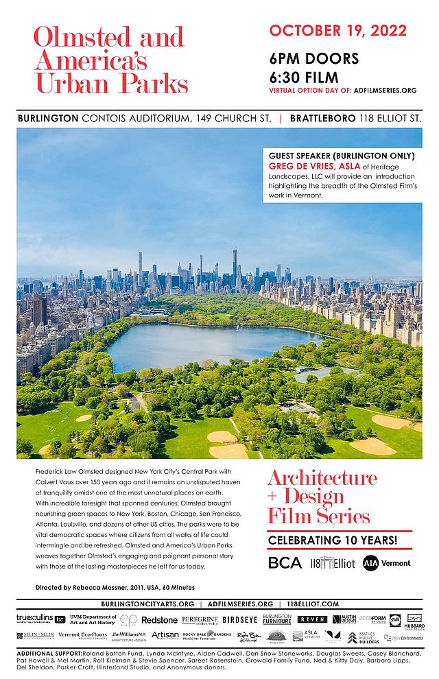 Architecture  Design Film Series Olmstead and Americas Urban Parks