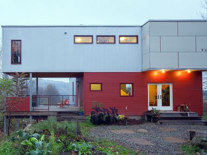 modern corrugated box on a smaller red box