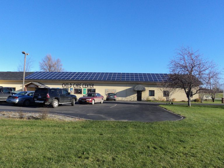 solar collector array on sloped roof