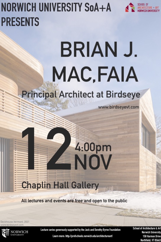 Norwich Lecture Series Brian J Mac Principal Architect at Birdseye 